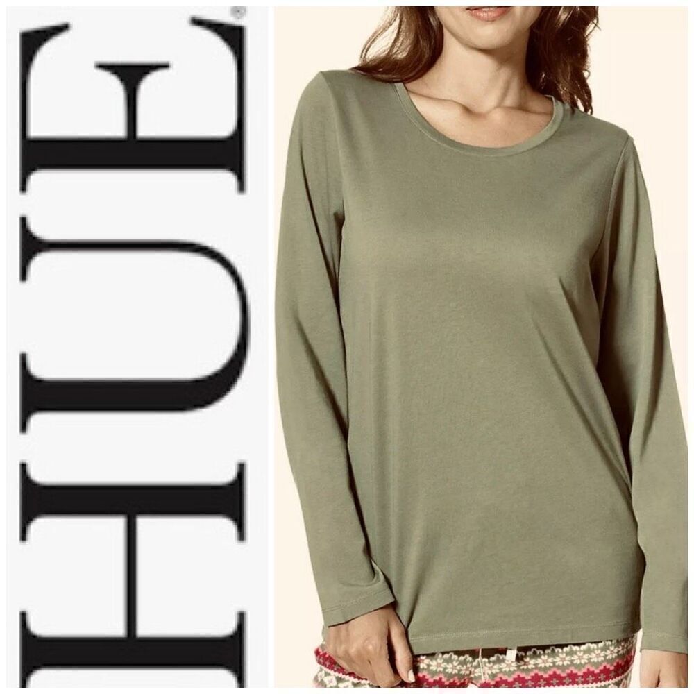 HUE - NWT - L Sz Lg Women’s Crewneck Long Sleeve Pajama Top or Top w/Jeans